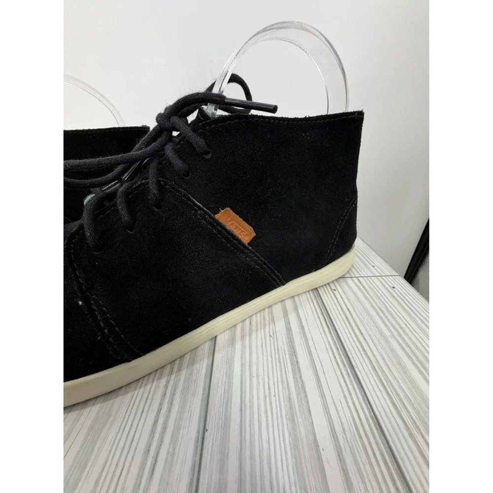 Vans Chukka Mid Black Suede Plaid Lined Sneakers Size Mens 9.5 Womens 11